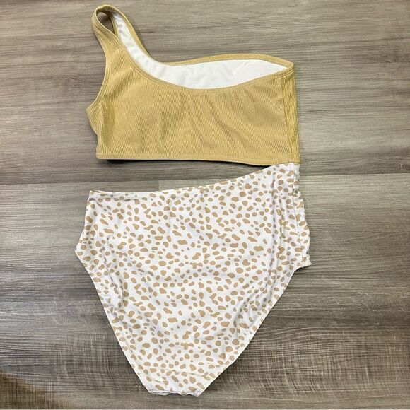 SHEIN Rib Knit Cut-out One Shoulder One Piece Swimsuit size Small - Picture 6 of 6